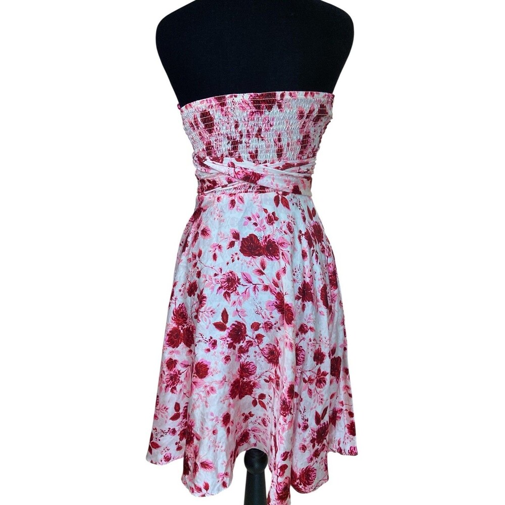 Vtg Betsey Johnson Silk Halter Dress Size 4 Pink‎ Red Floral Y2K Fit & Flare USA - Picture 5 of 16